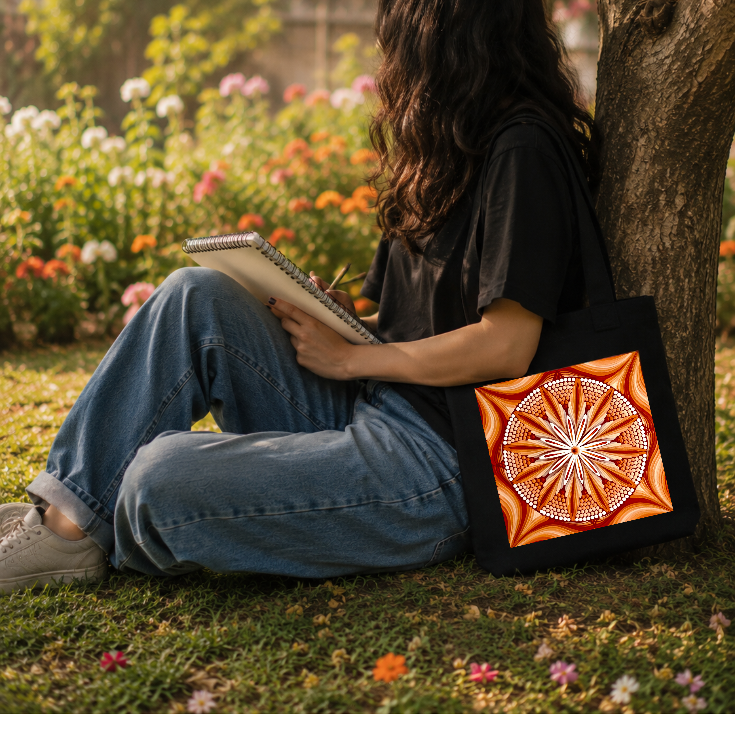 Terracotta Mandala Art Print Canvas Tote Bag