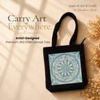 Green Mandala Art Print Canvas Tote Bag