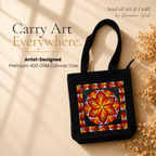 Red Mandala Art Print Canvas Tote Bag