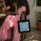 Blue Mandala Art Print Canvas Tote Bag