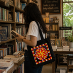 Red Mandala Art Print Canvas Tote Bag