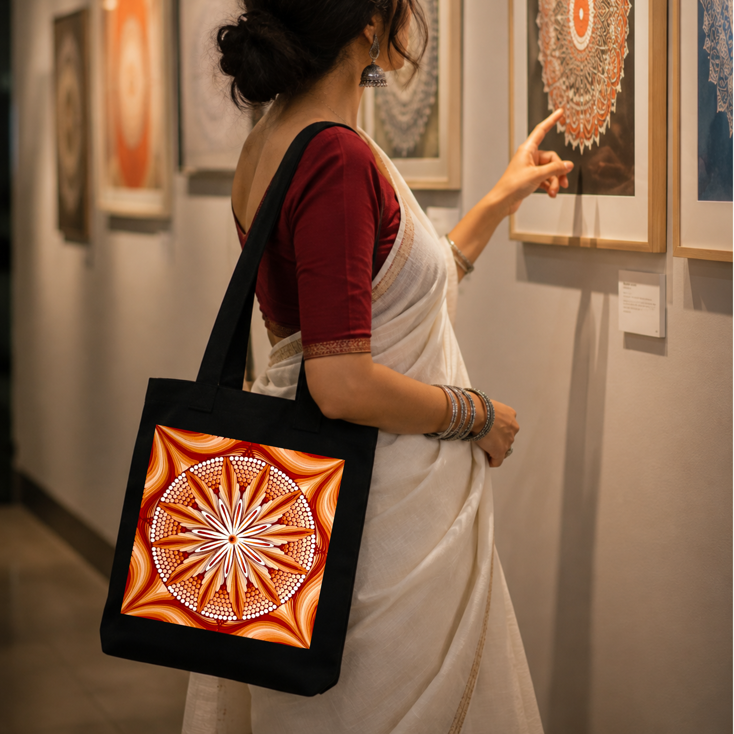 Terracotta Mandala Art Print Canvas Tote Bag
