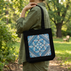 Blue Mandala Art Print Canvas Tote Bag