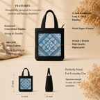 Blue Mandala Art Print Canvas Tote Bag