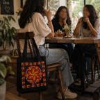 Red Mandala Art Print Canvas Tote Bag