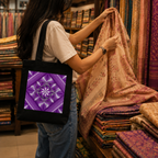 Purple Mandala Art Print Canvas Tote Bag