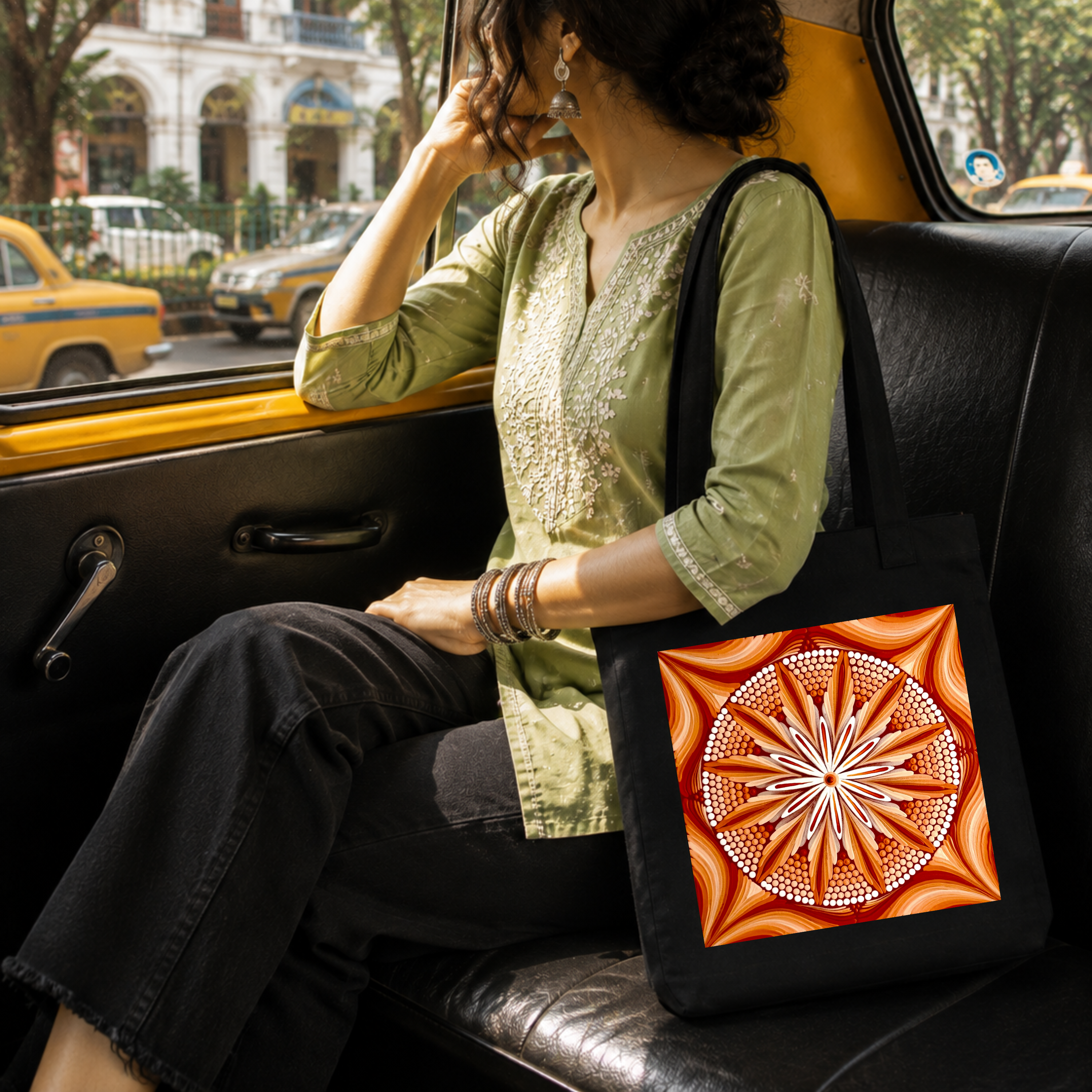 Terracotta Mandala Art Print Canvas Tote Bag