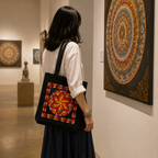 Red Mandala Art Print Canvas Tote Bag