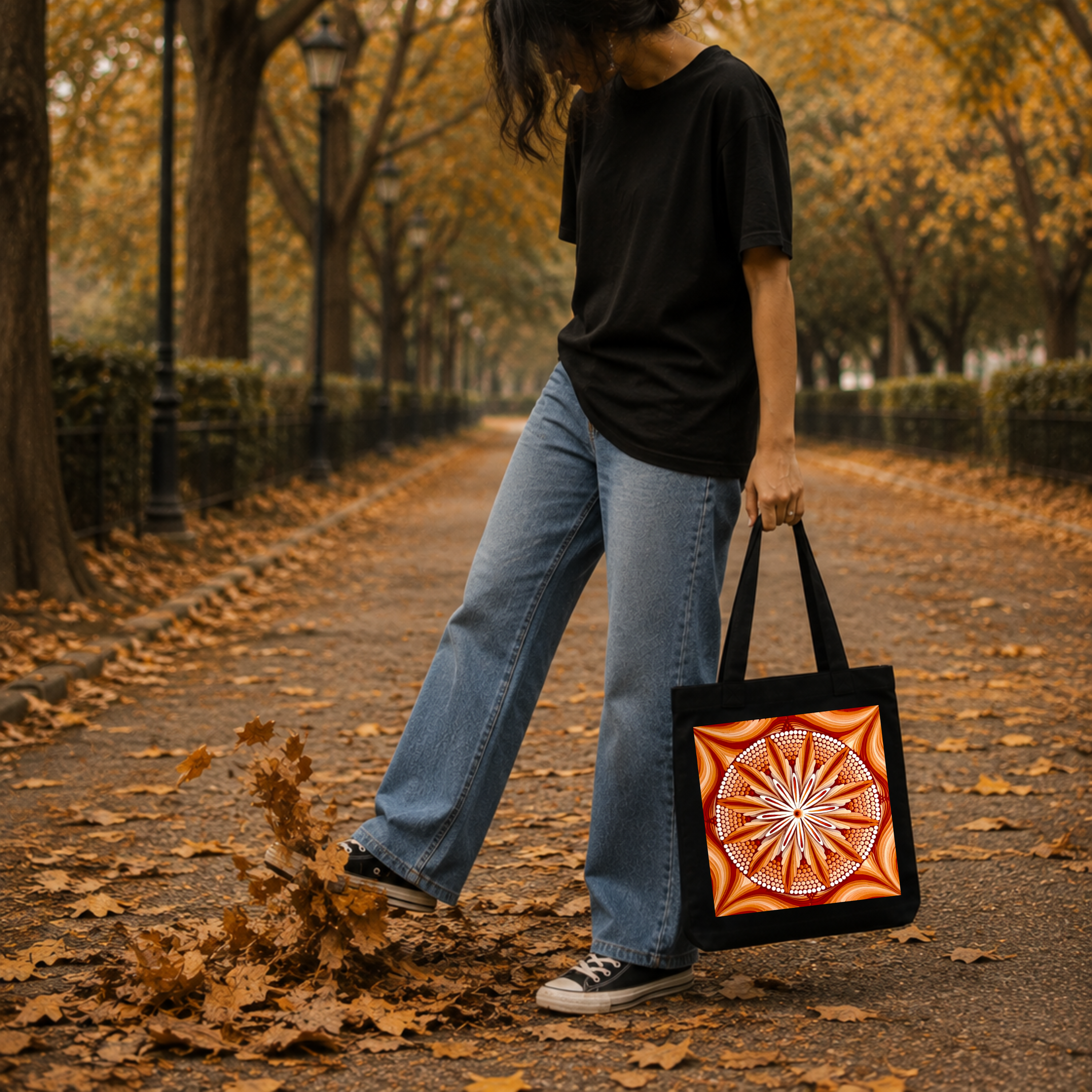 Terracotta Mandala Art Print Canvas Tote Bag