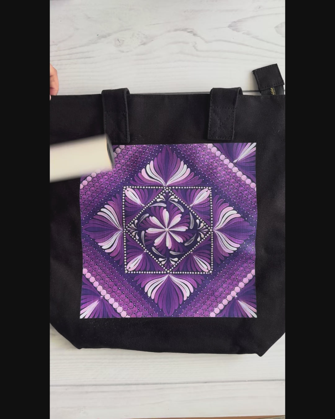 Purple Mandala Art Print Canvas Tote Bag