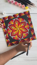 Red Mandala Art Print Canvas Tote Bag