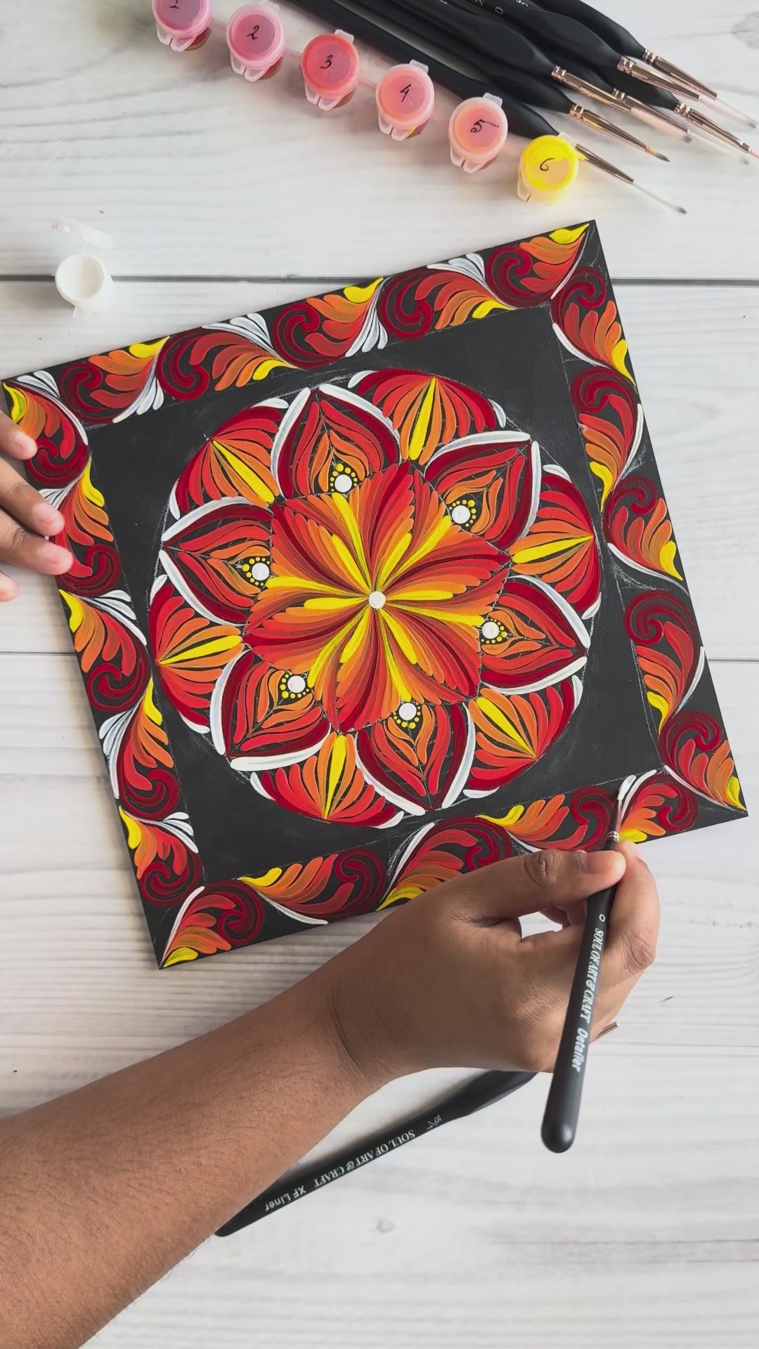 Red Mandala Art Print Canvas Tote Bag